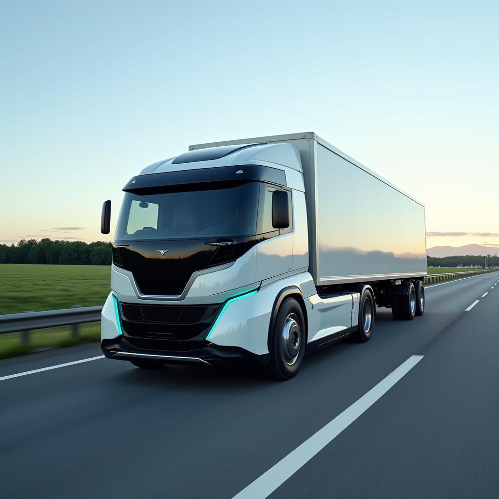 LKW der Zukunft: Ein Elektro-LKW fährt auf einer Autobahn.