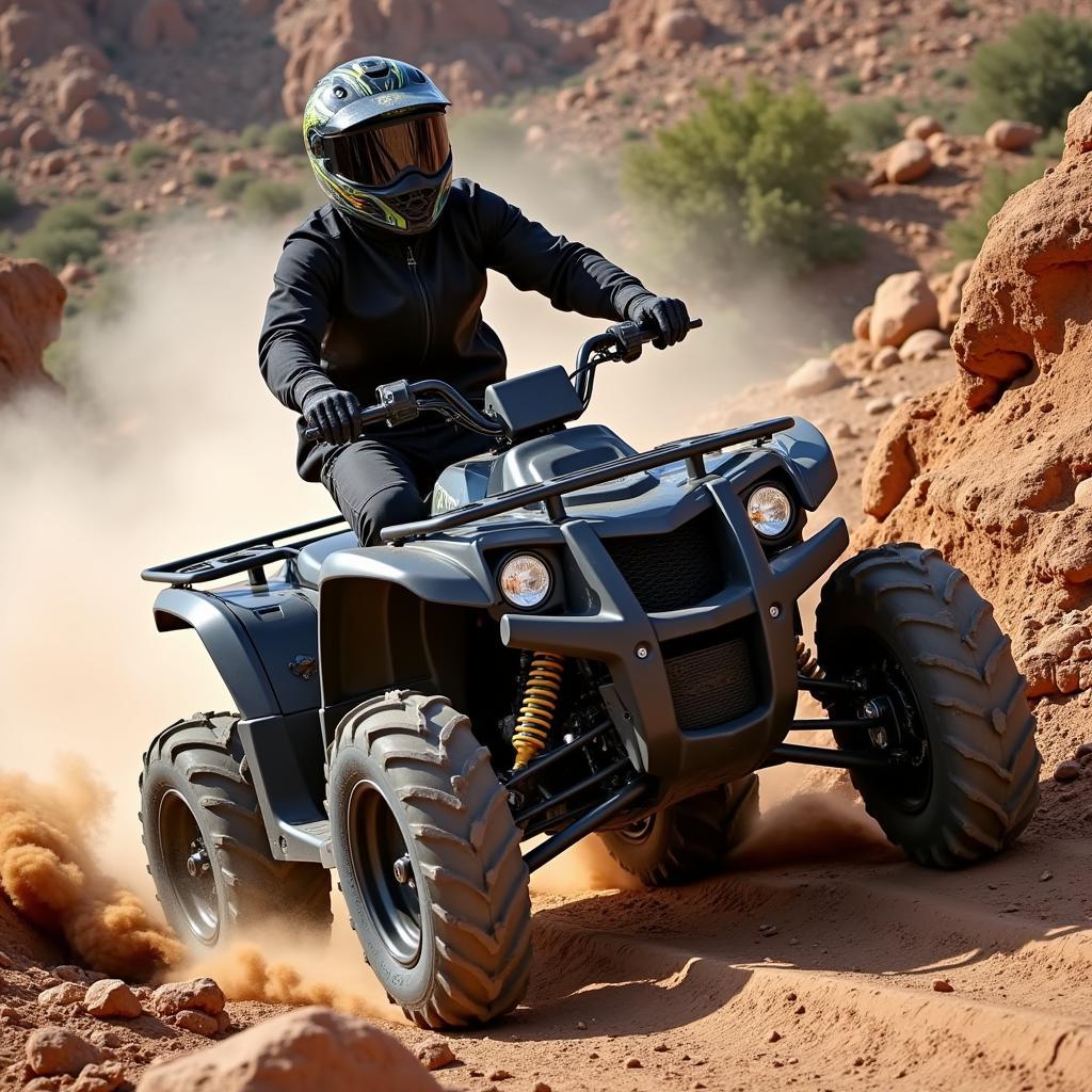 Lof Quad fährt im Gelände