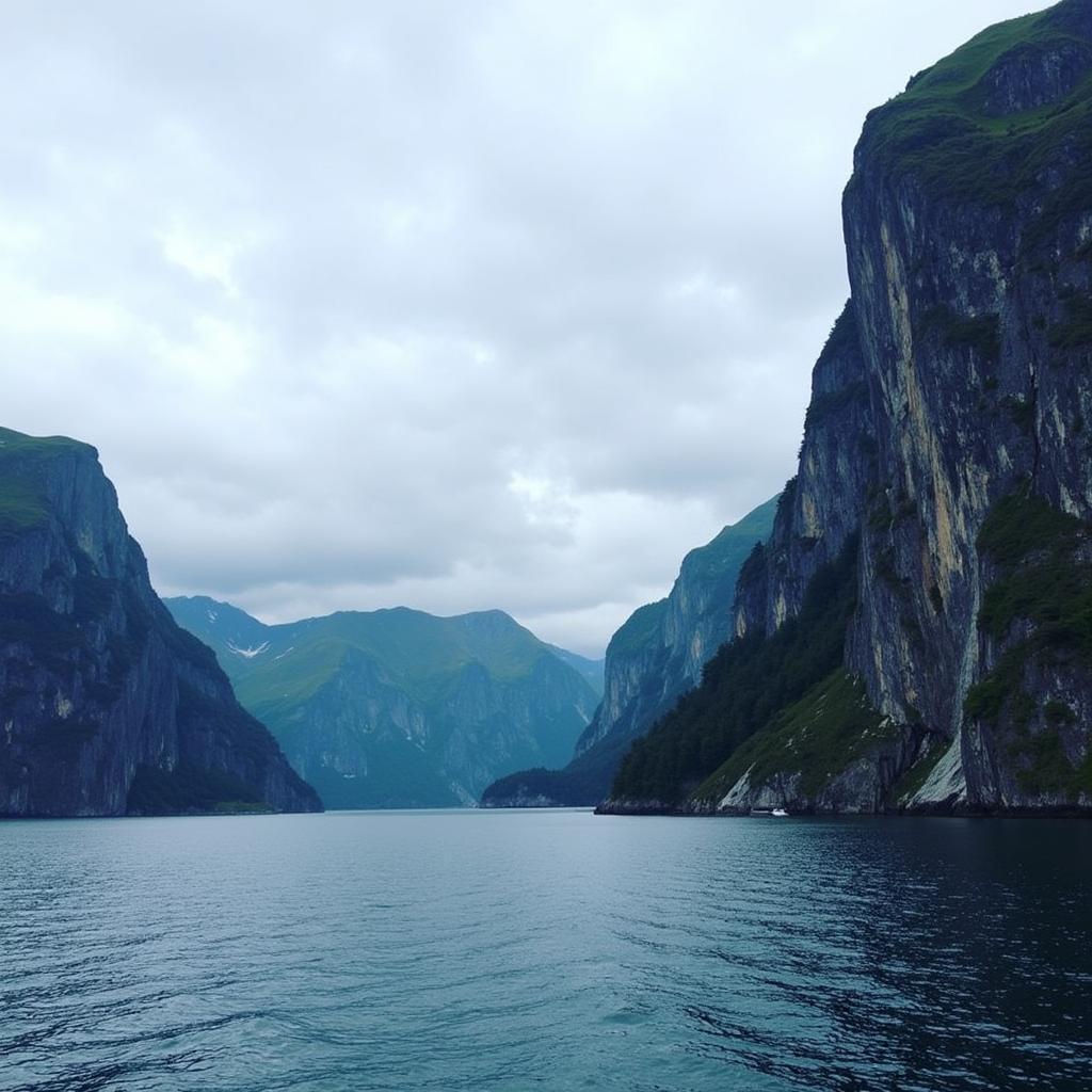 Blick auf den Preikestolen von der Lysefjord Fähre