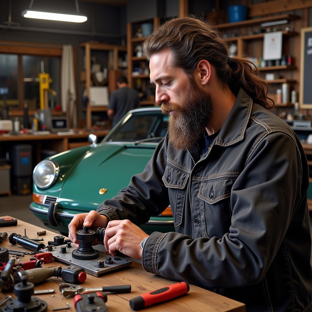 Magnus Walker in seiner Werkstatt