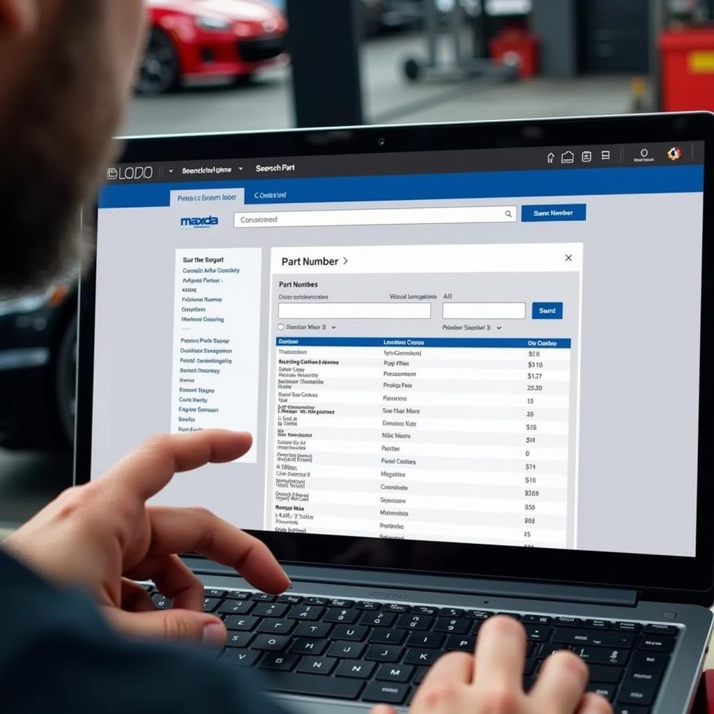 Online-Suche im Mazda Teilekatalog