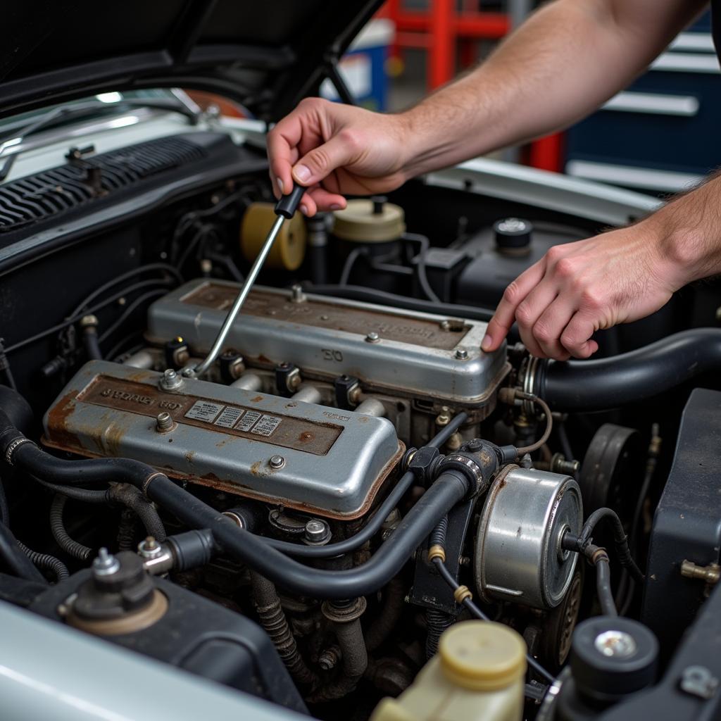 Wartungsarbeiten am Mercedes 180 Kompressor