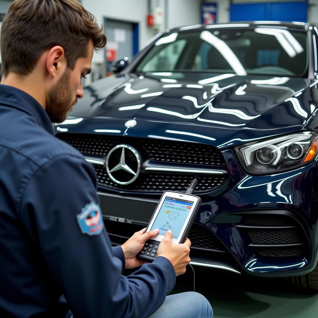 Diagnose in einer Mercedes Werkstatt