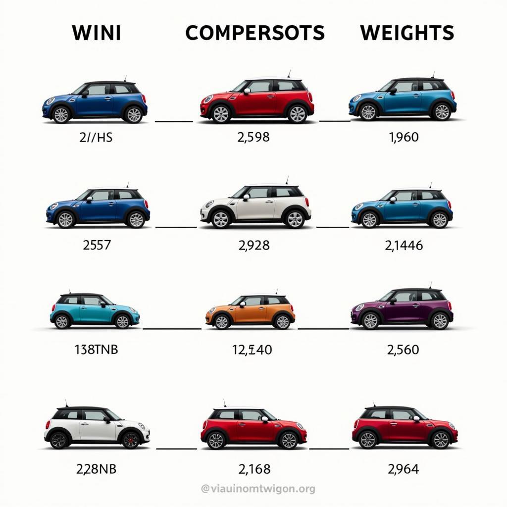 Gewichtvergleich verschiedener Mini Cooper S Modelle