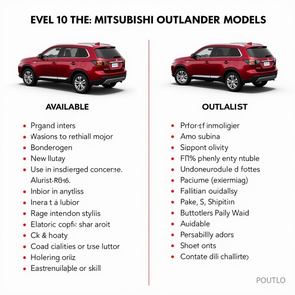 Vergleich der verschiedenen Mitsubishi Outlander Modelle