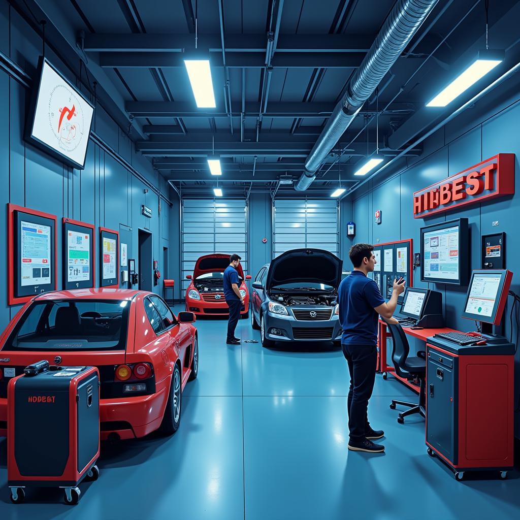 Moderne Autoreparatur Werkstatt mit HDBEST Geräten