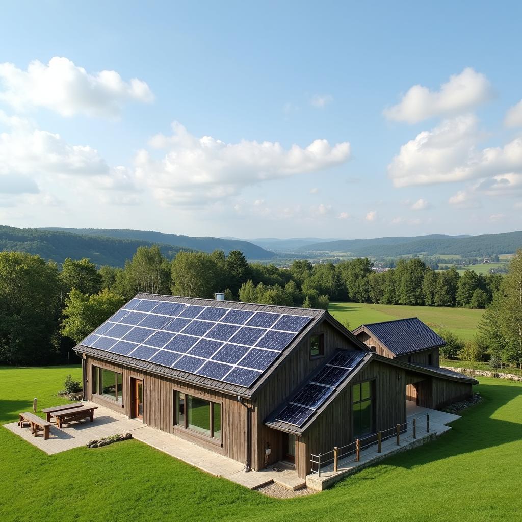 Moderner Einern Hof mit Solaranlage