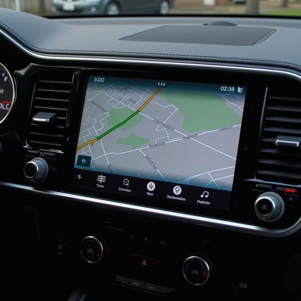 Modernes Autoradio mit Touchscreen und Navigation