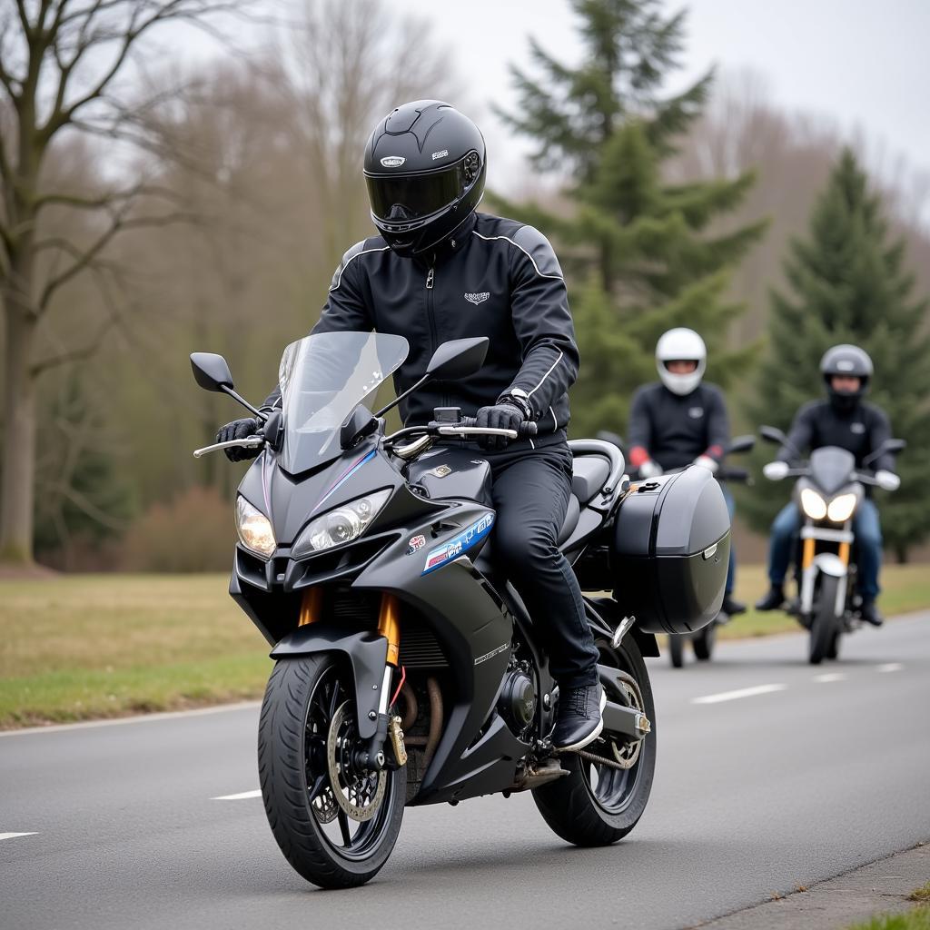 Motorradfahrer absolviert ein Sicherheitstraining beim ADAC