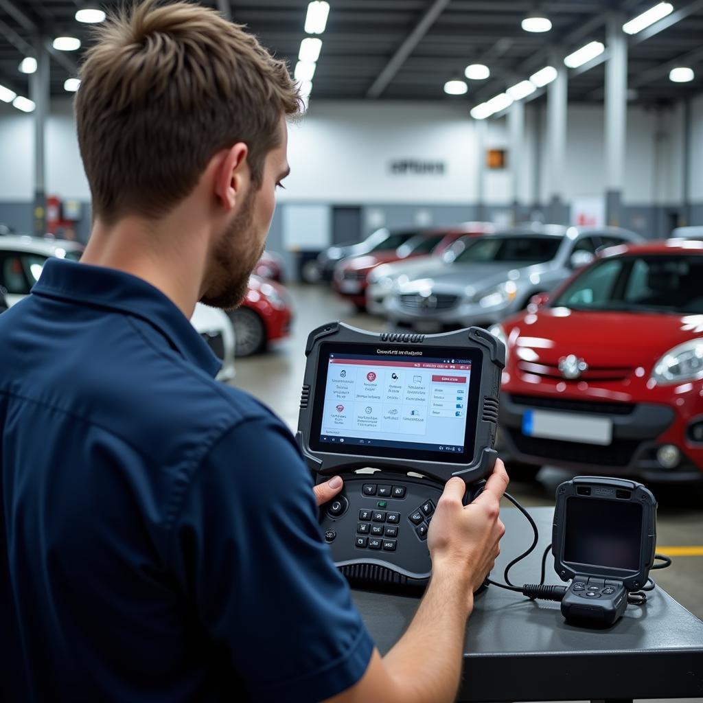 Multimarken-Diagnosegerät in einer Autowerkstatt