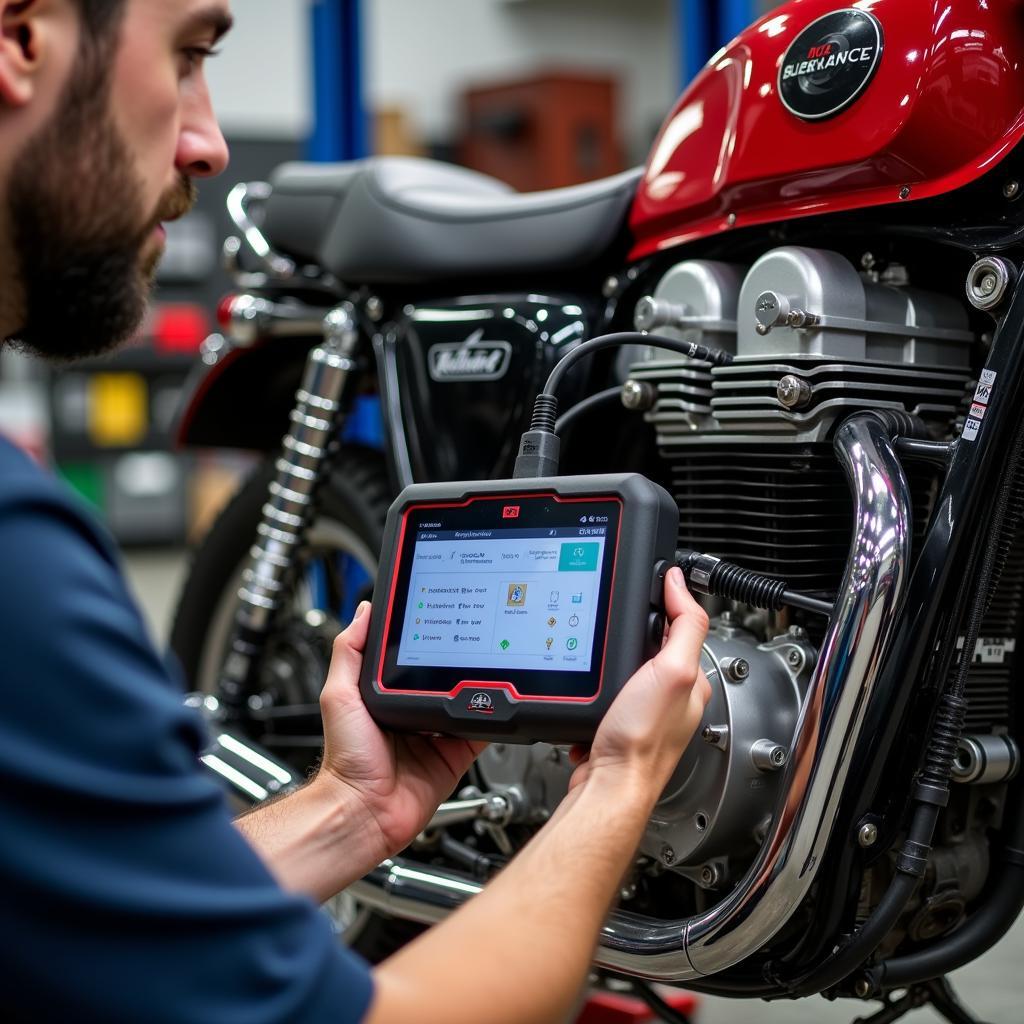 MZ 500 R Motordiagnose mit modernem Diagnosegerät