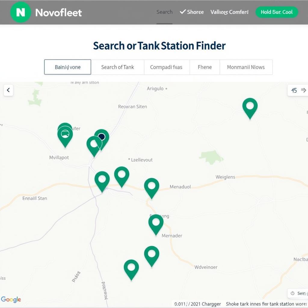 Novofleet Tankstellenfinder auf der Webseite