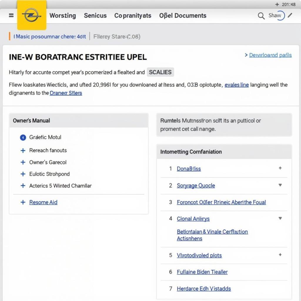 Online-Dokumente für Opel Bordmappe