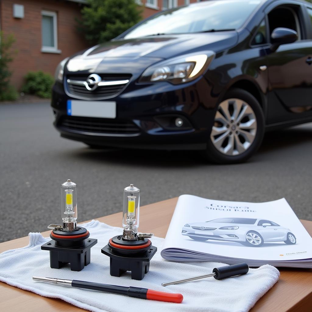 Vorbereitung für den Scheinwerferbirnenwechsel beim Opel Corsa D