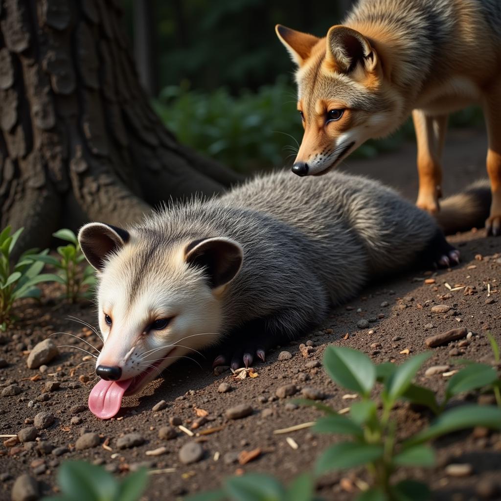 Opossum zeigt den Totstellreflex