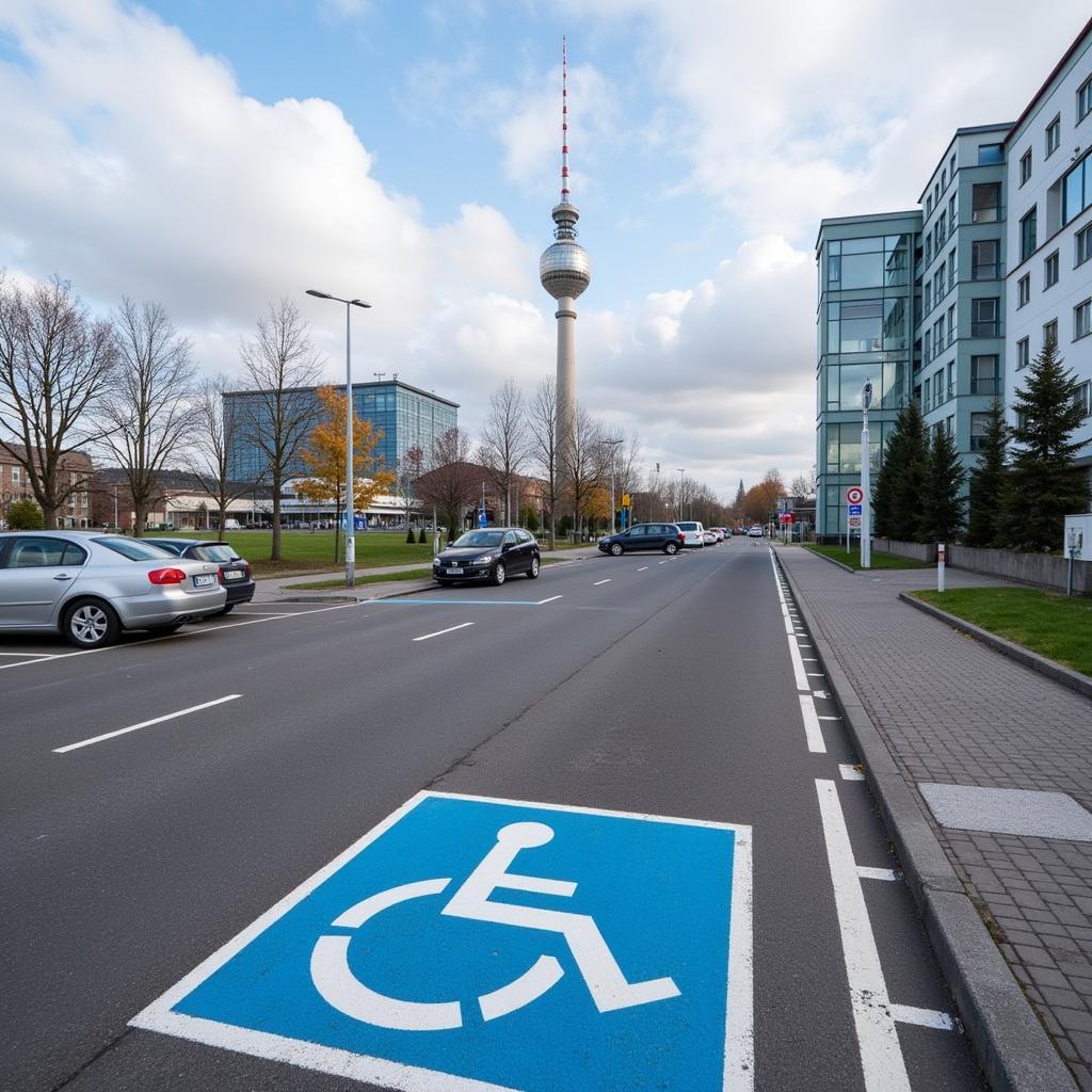 Behindertenparkplatz in der Nähe des Fernsehturms Berlin