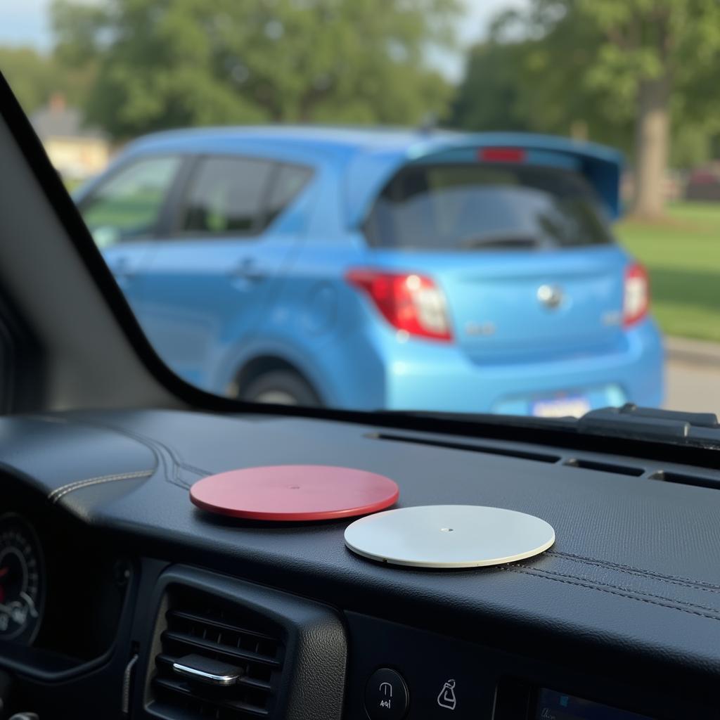 Parkscheibe auf einem Behindertenparkplatz