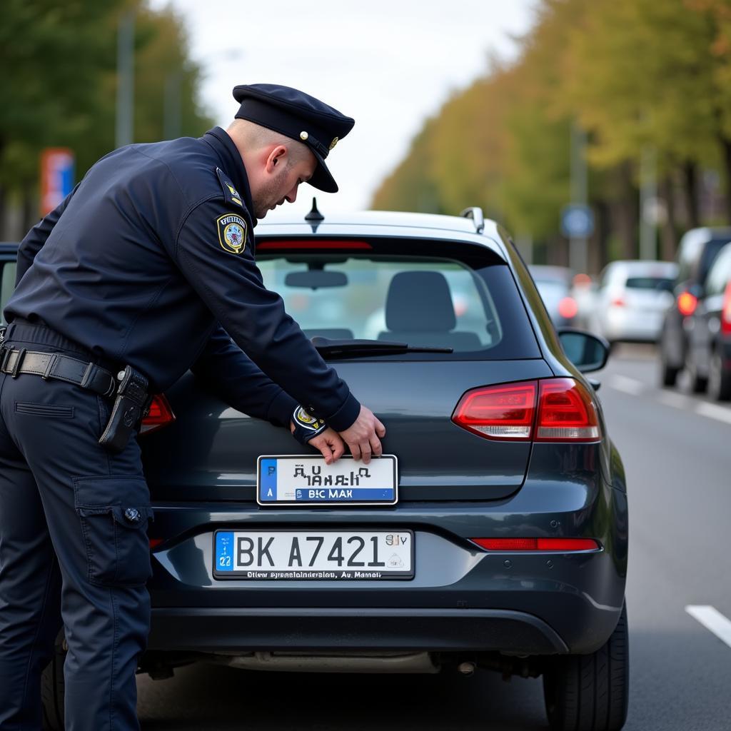 Polizei Kontrolle Zulassungsplakette