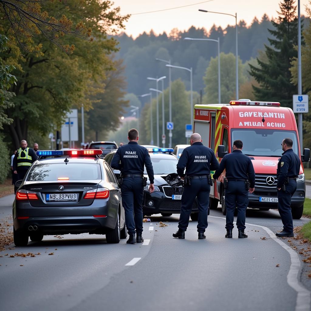 Polizeieinsatz bei einem Verkehrsunfall in Babenhausen