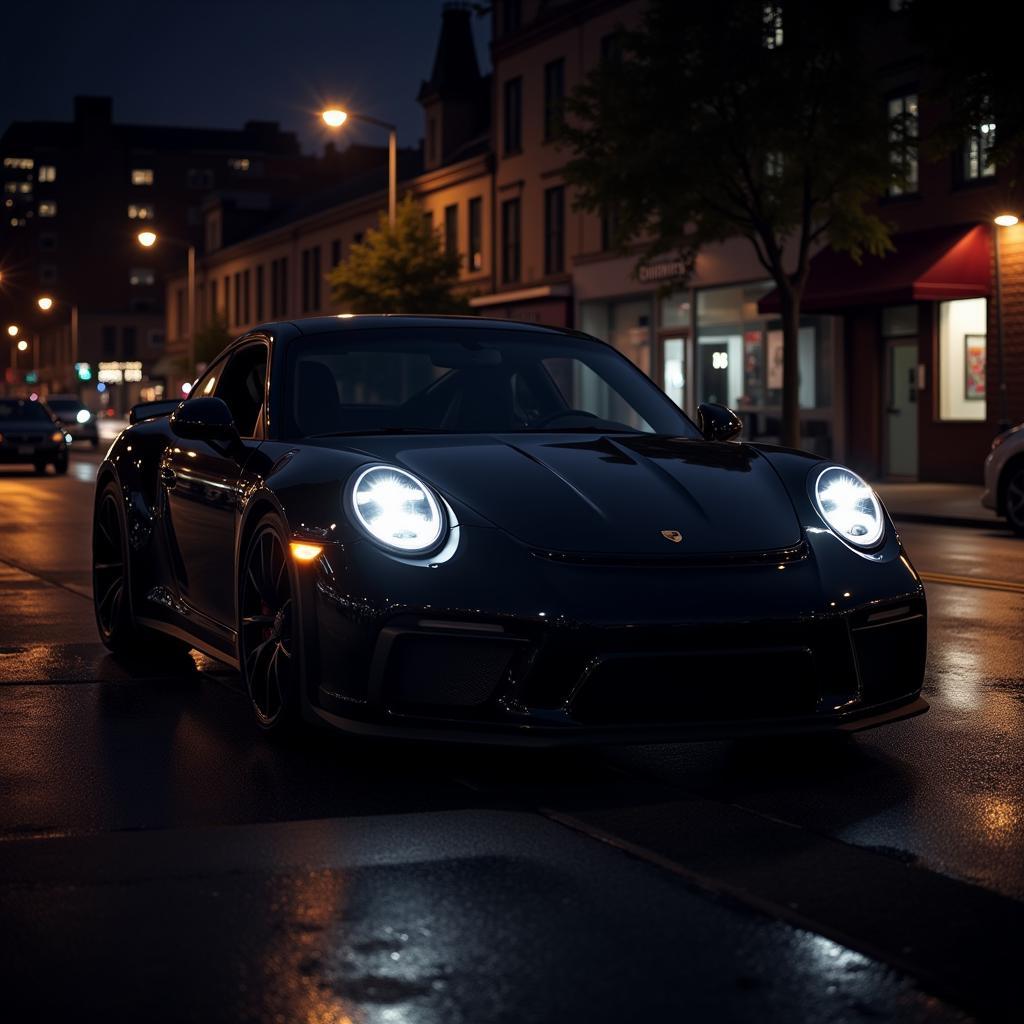 Porsche 911 Black in der Nacht