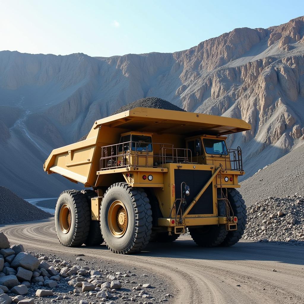 PS-Giganten im Bergbau: Ein Schwerlast-LKW transportiert Erz in einer riesigen Mine.