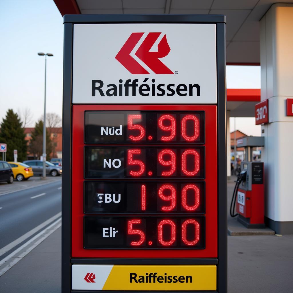 Benzinpreise an einer Raiffeisen Tankstelle