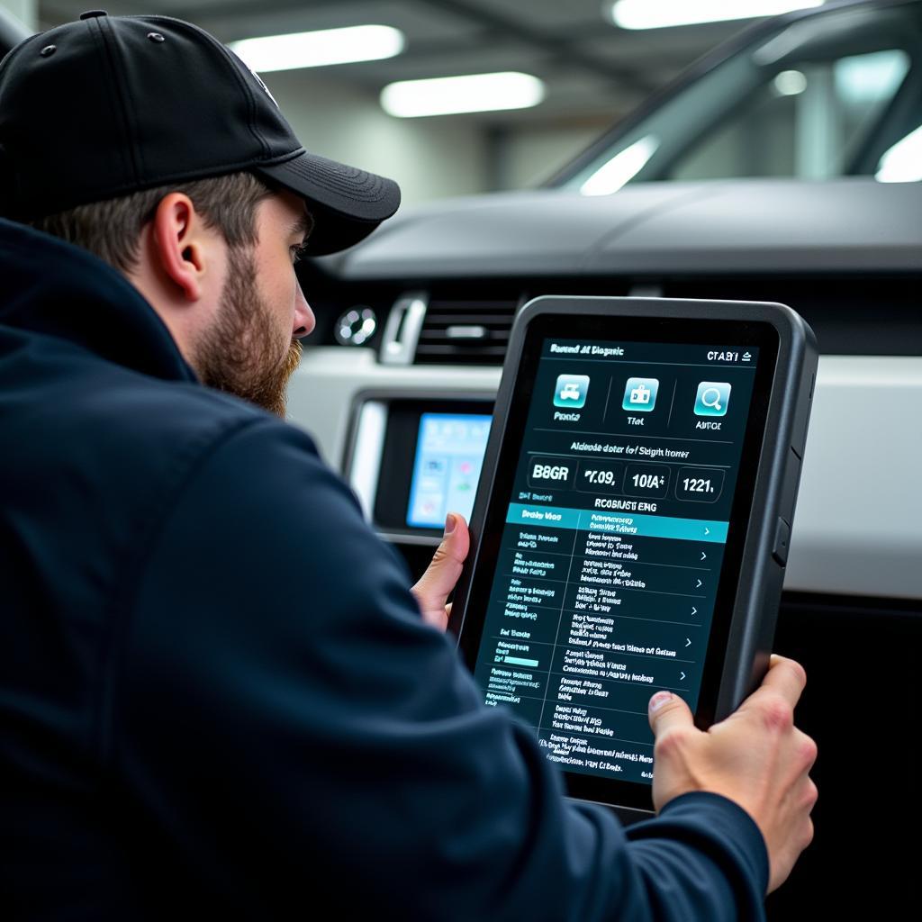 Computergestützte Diagnose eines Range Rovers in Düsseldorf