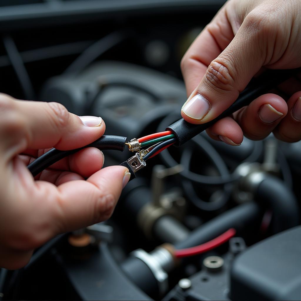 Kabelreparatur am Auto - Rapanter Maulwurf