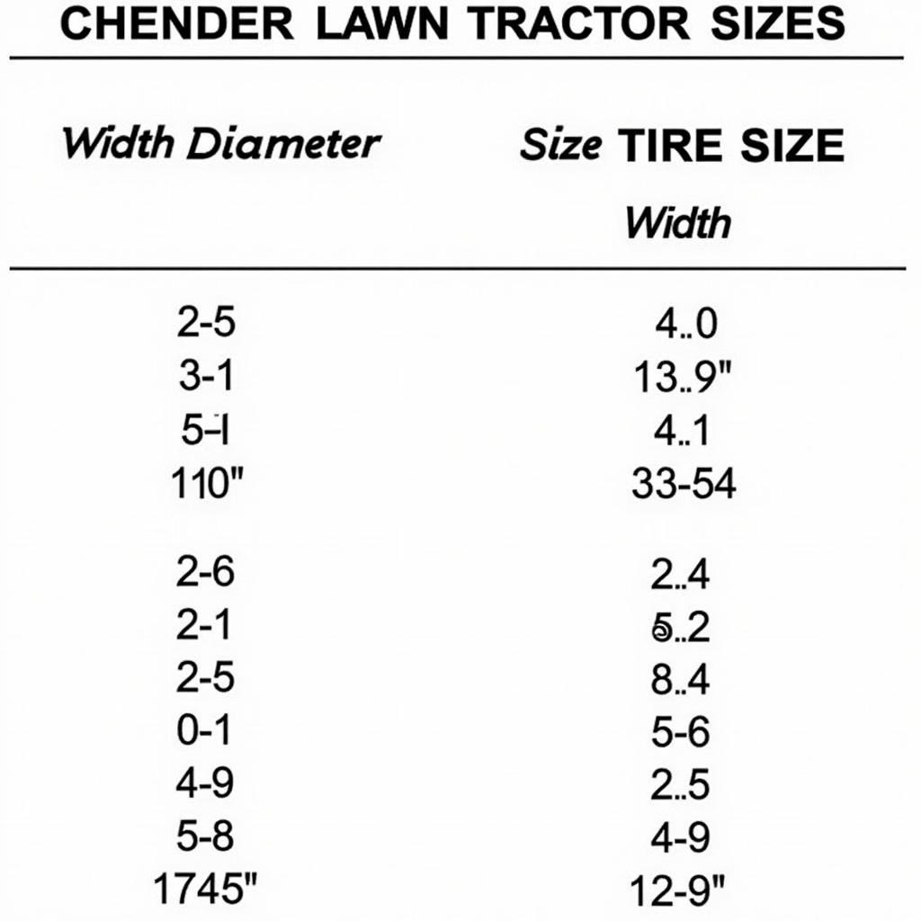 Rasentraktor Reifengrössentabelle