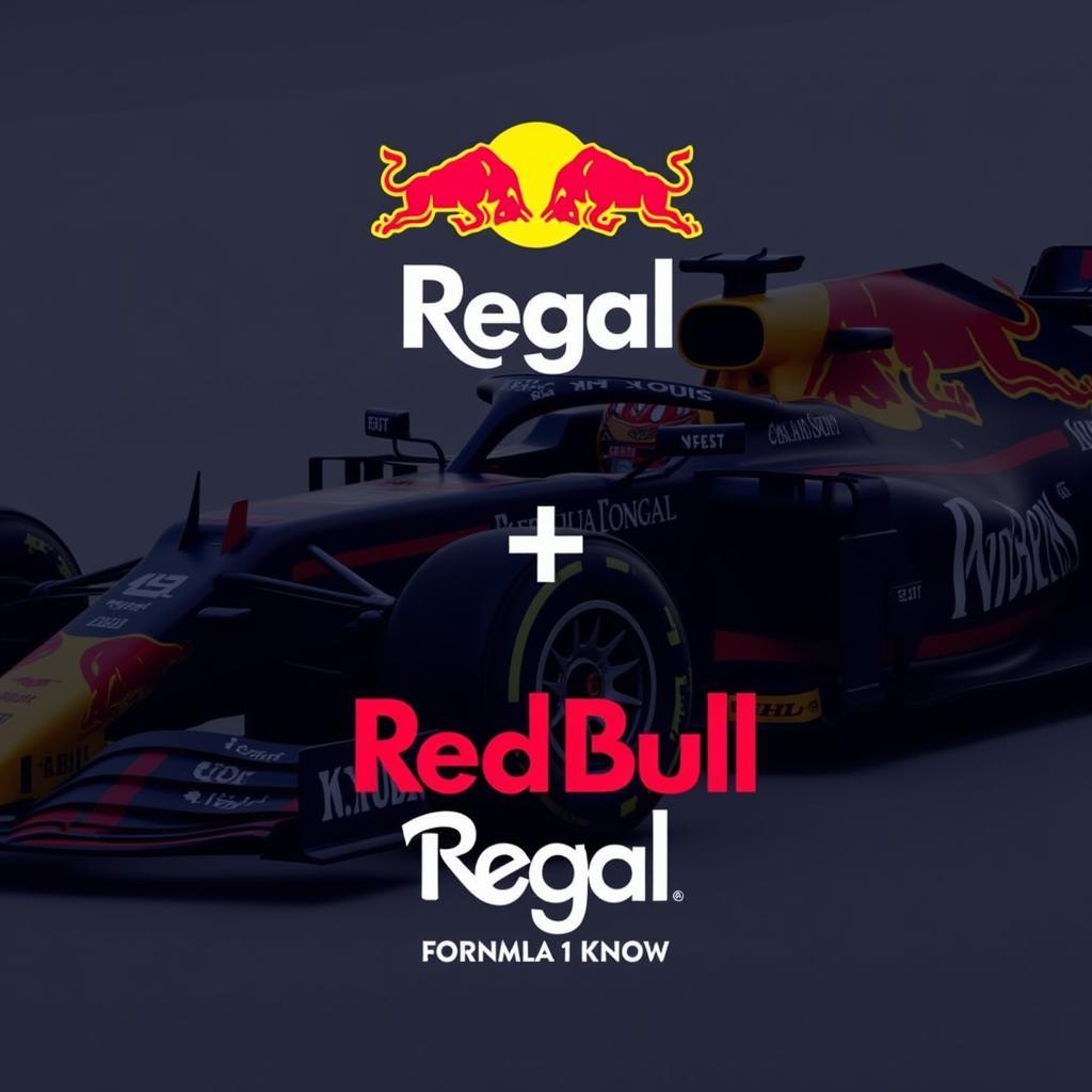 Red Bull Regal Formel 1 Partnerschaft: Ein Bild das die Partnerschaft von Red Bull Regal und der Formel 1 zeigt, mit einem Rennwagen im Hintergrund und dem Red Bull Regal Logo prominent platziert.