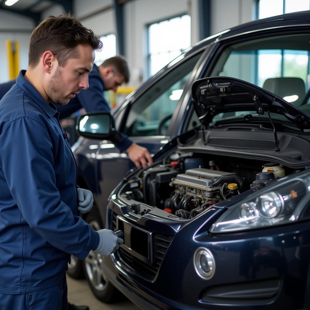 Auto in der Werkstatt zur Inspektion