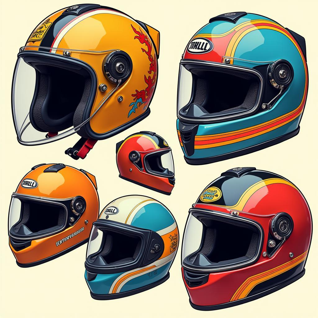 Retro Motorradhelm Design der 80er