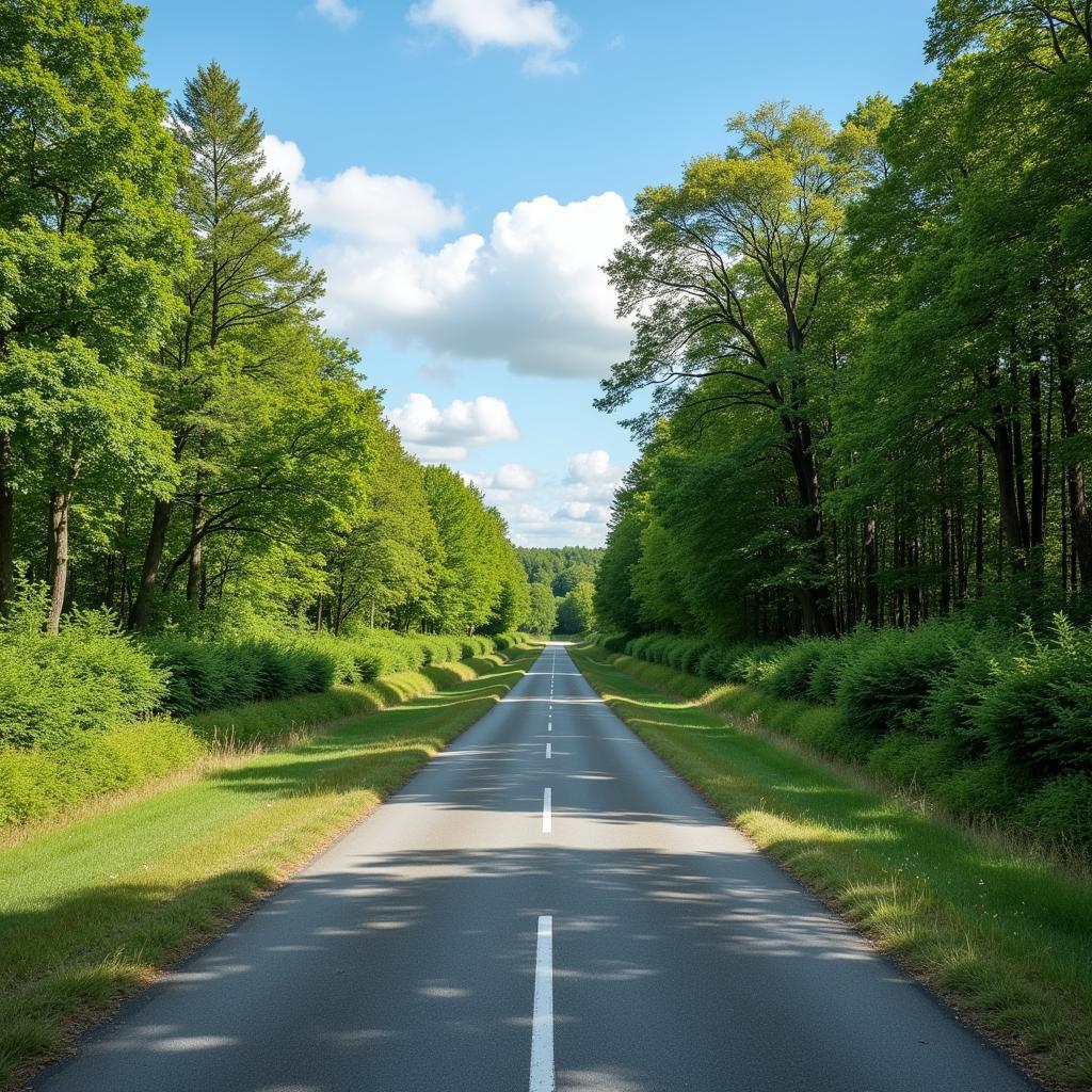 Entspannte Fahrt durch die deutsche Landschaft mit einem Routenplaner ohne Autobahn.