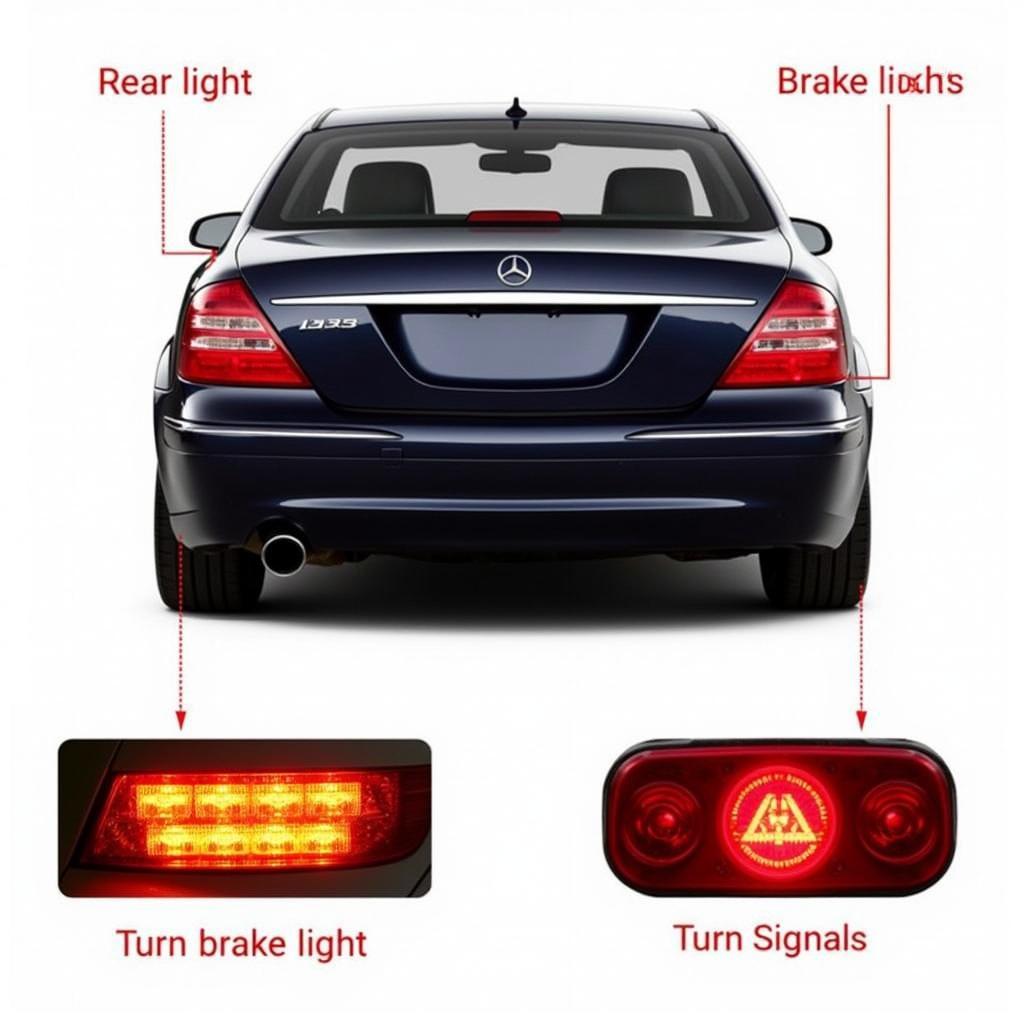 Rücklichter, Bremslichter und Blinker am Auto