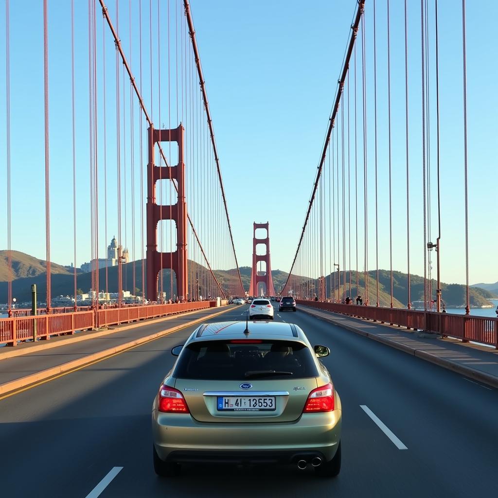 Autofahrt über die Golden Gate Bridge in San Francisco