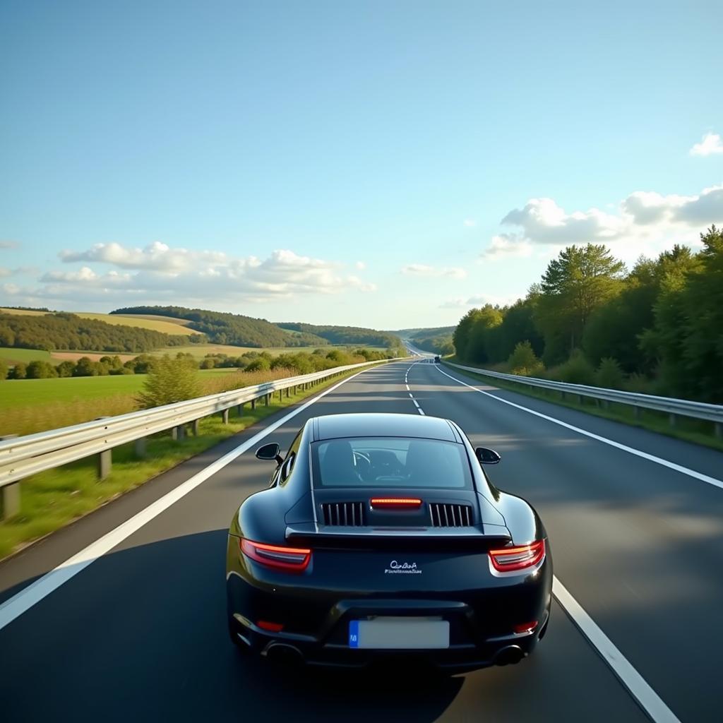 Auto fährt auf der Autobahn Richtung Dresden