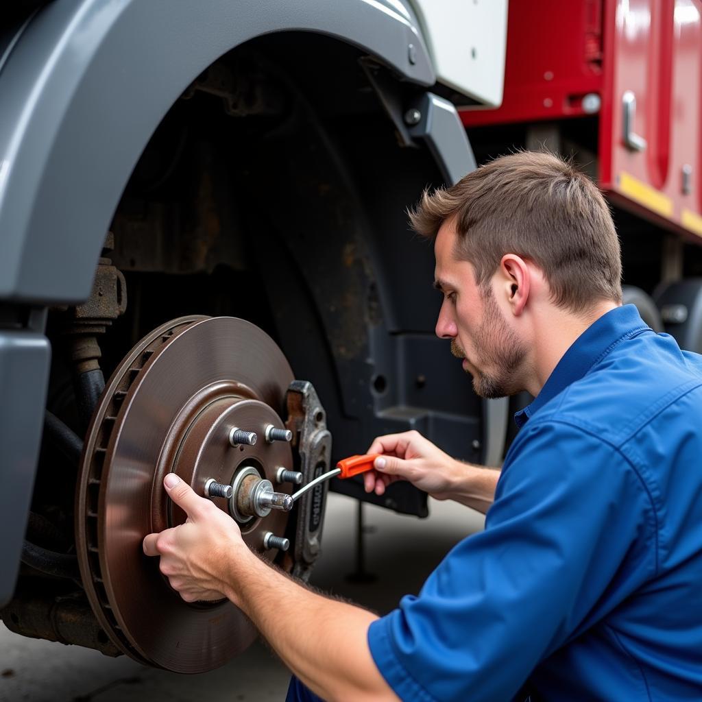 Wartung der Bremsen an einem Sixt 7,5 Tonner