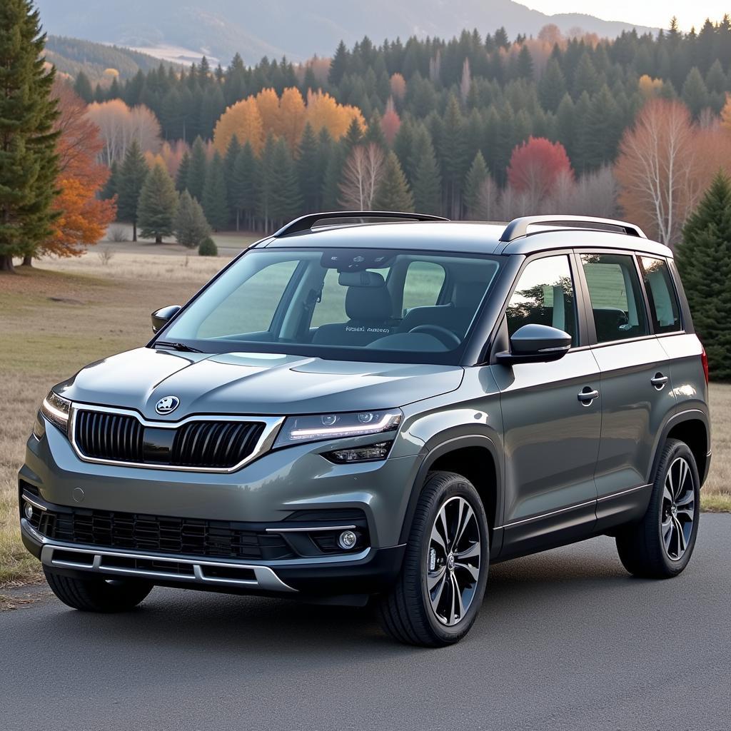 Der Skoda Yeti 2022 in seiner vollen Pracht: Ein Blick auf das Äußere des kompakten SUV.