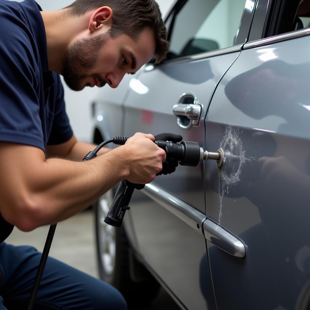 Dellenausbeulung mit Smart Repair Technik in Mainz