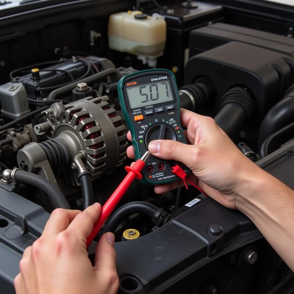 Spannungsmessung an der Lichtmaschine mit einem Multimeter