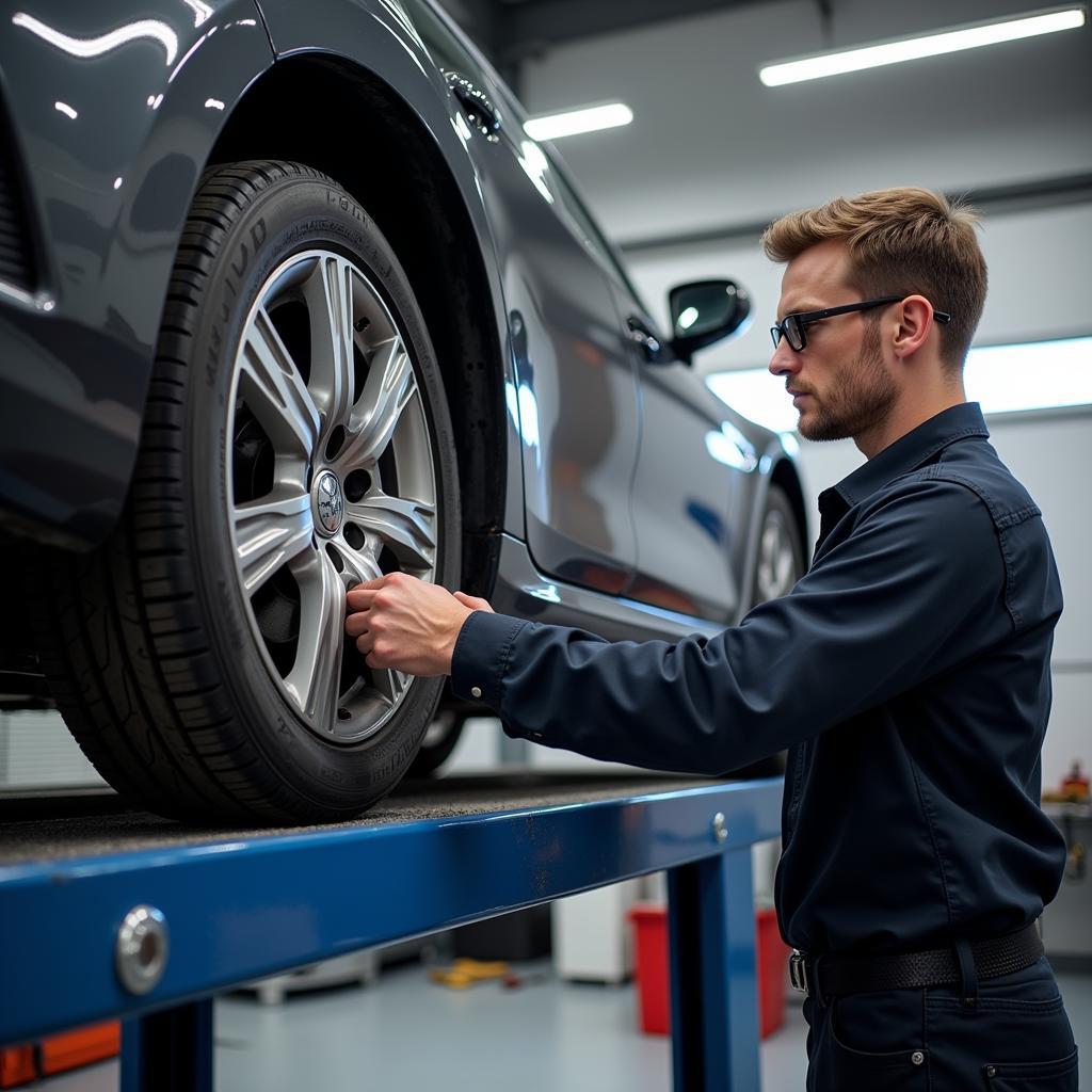 Spureinstellung am Fahrzeug