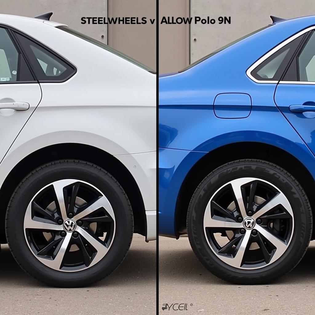 Vergleich von Stahlfelgen und Alufelgen am VW Polo 9N