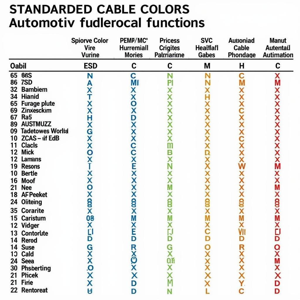 Standardisierte Kabelfarben und ihre Bedeutung in der Kfz-Elektrik. Darstellung der wichtigsten Farbcodes.