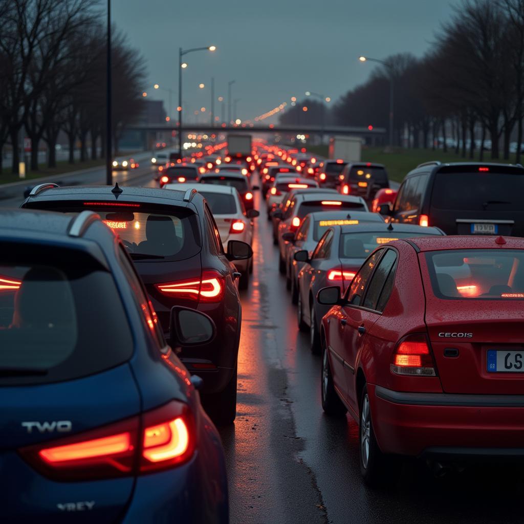 Stau auf der Berliner Autobahn: Verkehrschaos im Berufsverkehr.