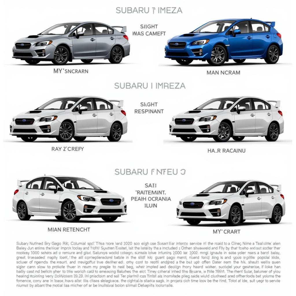 Subaru Impreza Verschiedene Modelle