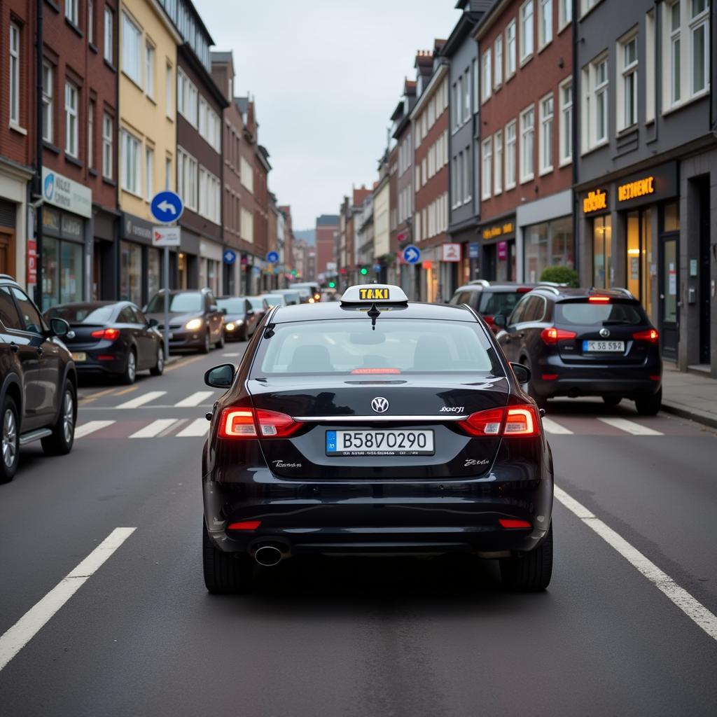 Taxi fährt durch die Straßen von Kleinenbroich