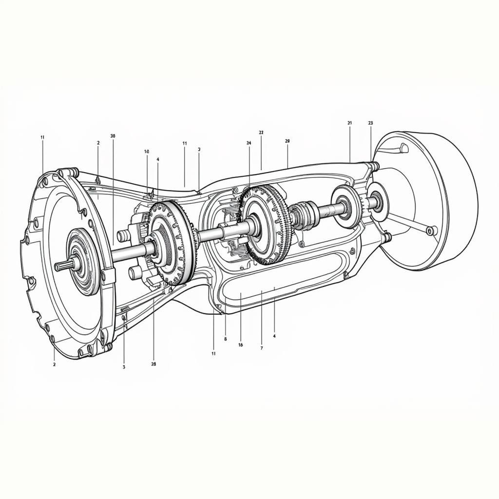 Technische Zeichnung eines Getriebes