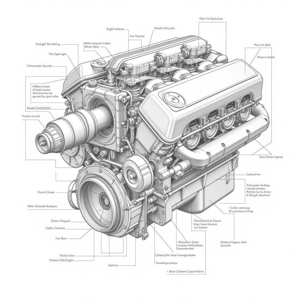 Technische Zeichnung eines Motors