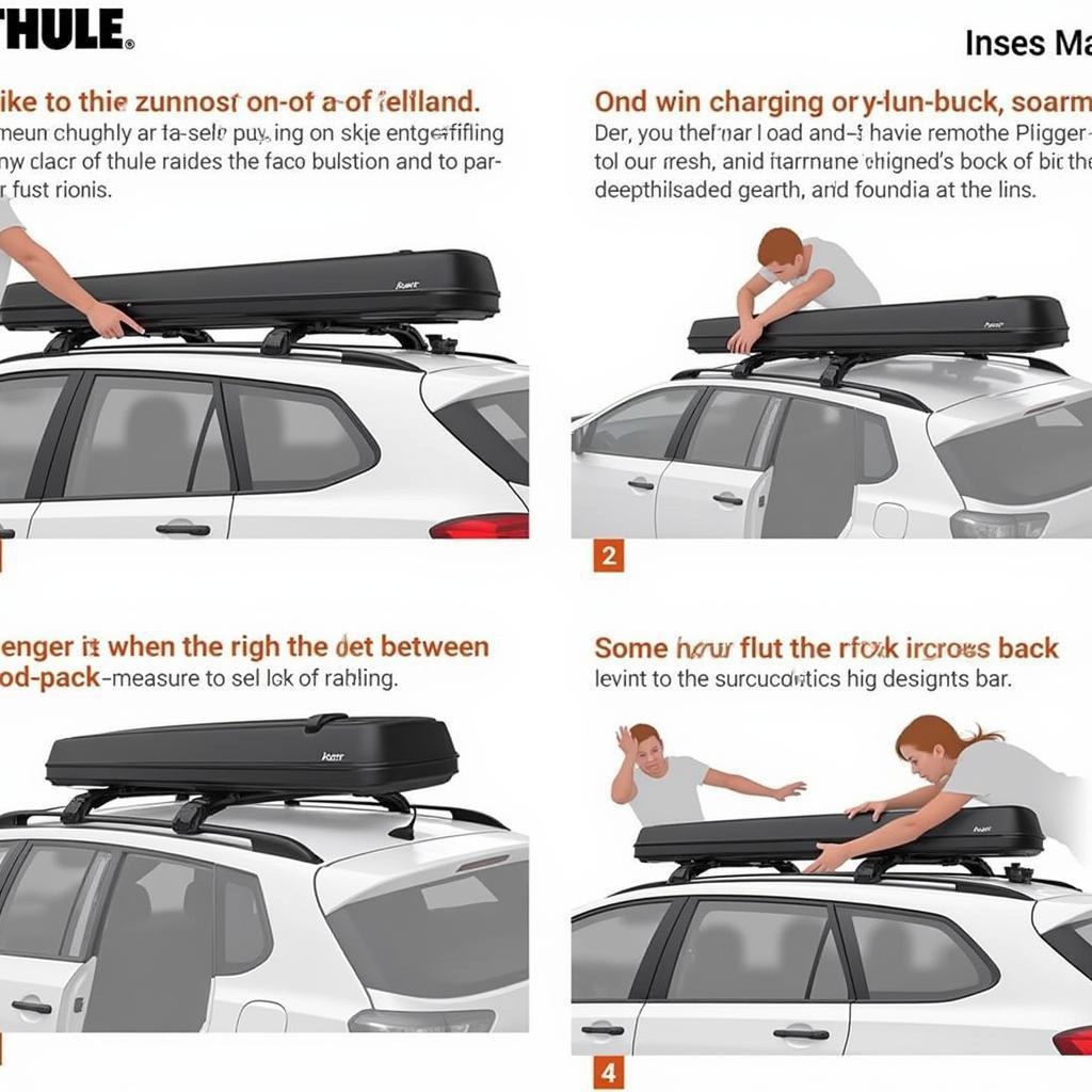Schritt-für-Schritt-Anleitung zur Montage eines Thule Dachträgers auf einem Fahrzeug mit Reling.