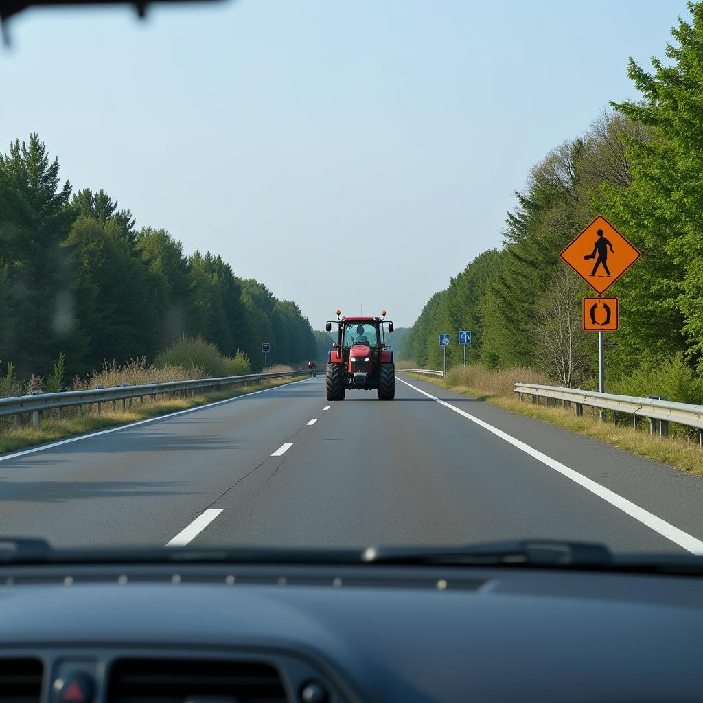 Sicherheitsabstand Traktor Autobahn